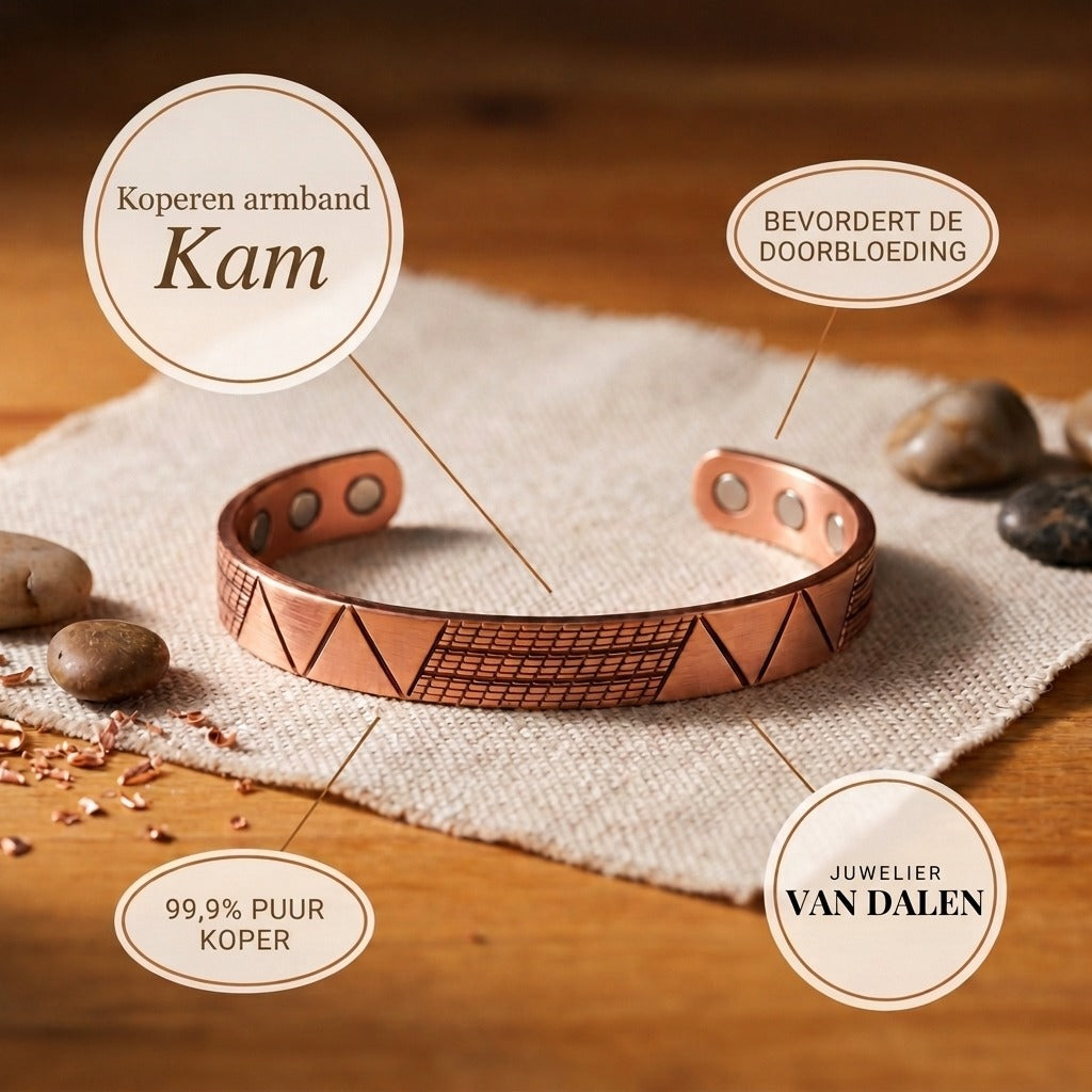 Koperen armband Kam