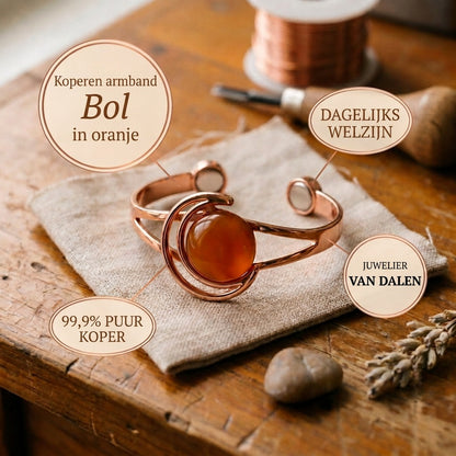 Koperen armband Oranje bol