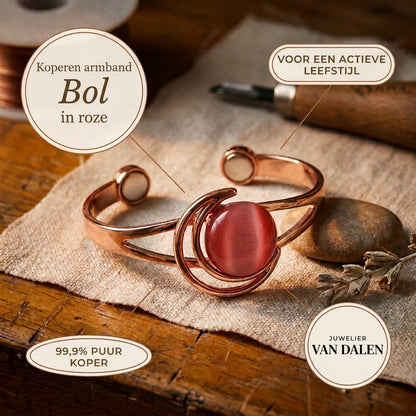 Koperen armband Roze bol