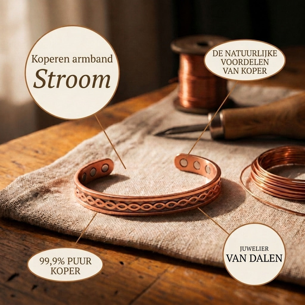 Koperen armband Stroom