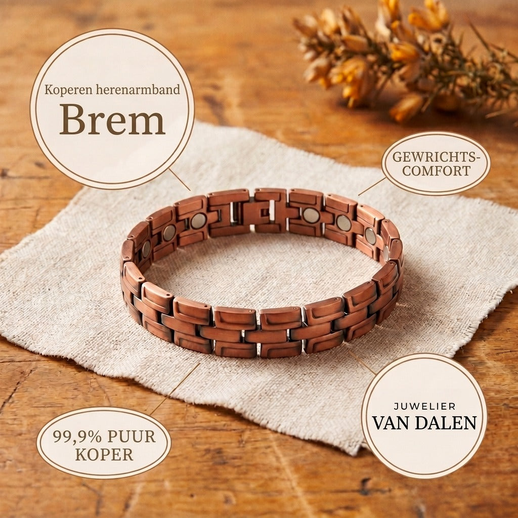 Koperen herenarmband Brem