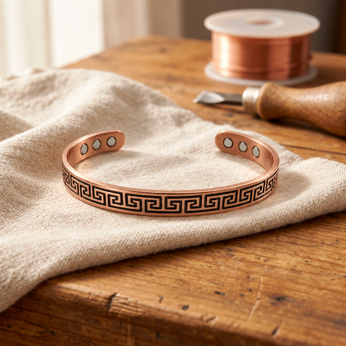 Koperen armband Meander