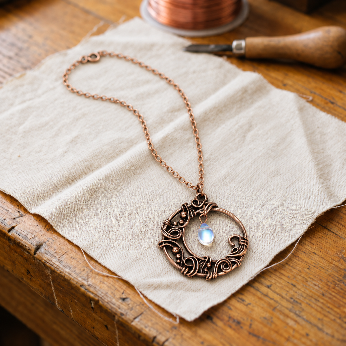 Koperen ketting Druppel