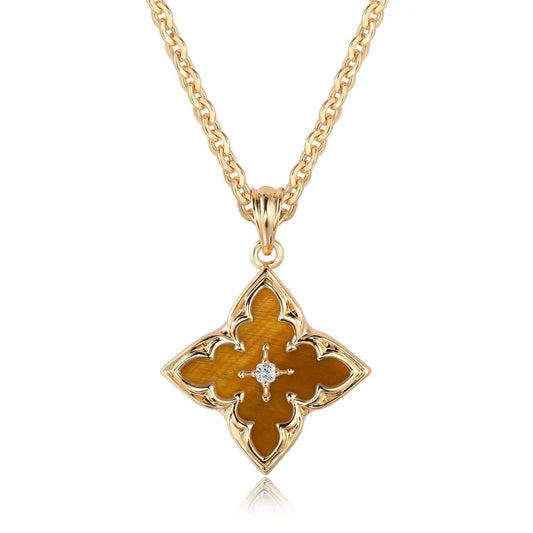 Bruine klaverhanger in goud