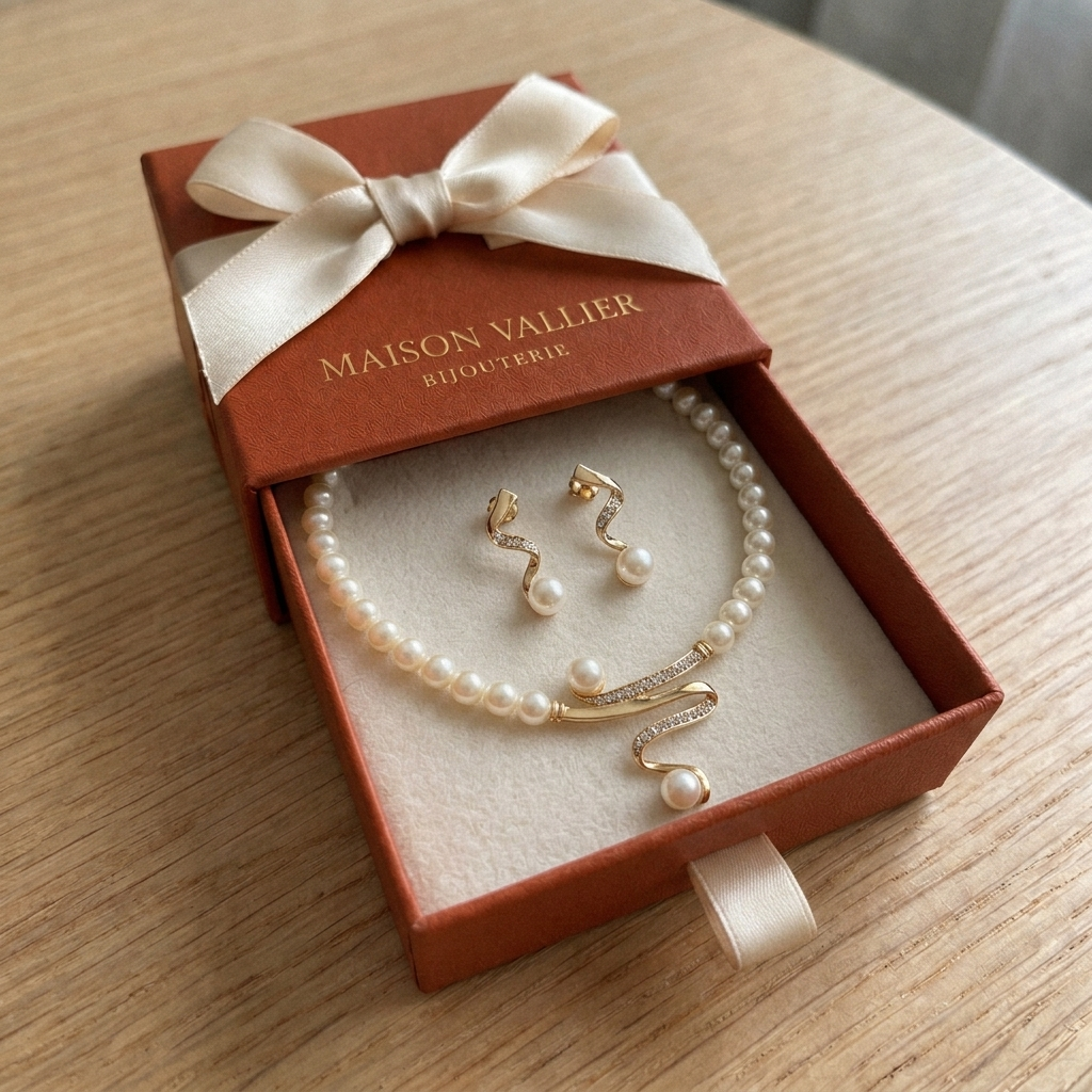 Cadeauset met natuurlijke parels: ketting en oorbellen | Goud