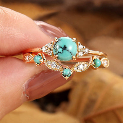 Turquoise kroonringenset Carla | Goud