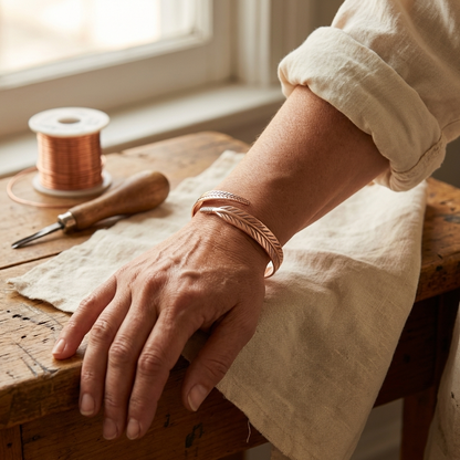 Koperen armband Veer