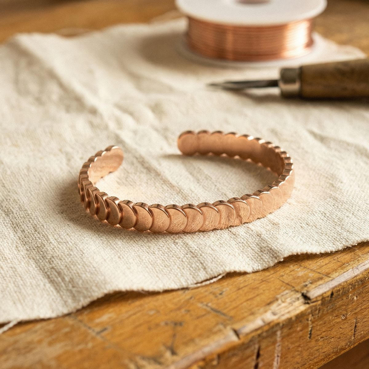Koperen armband Getijden