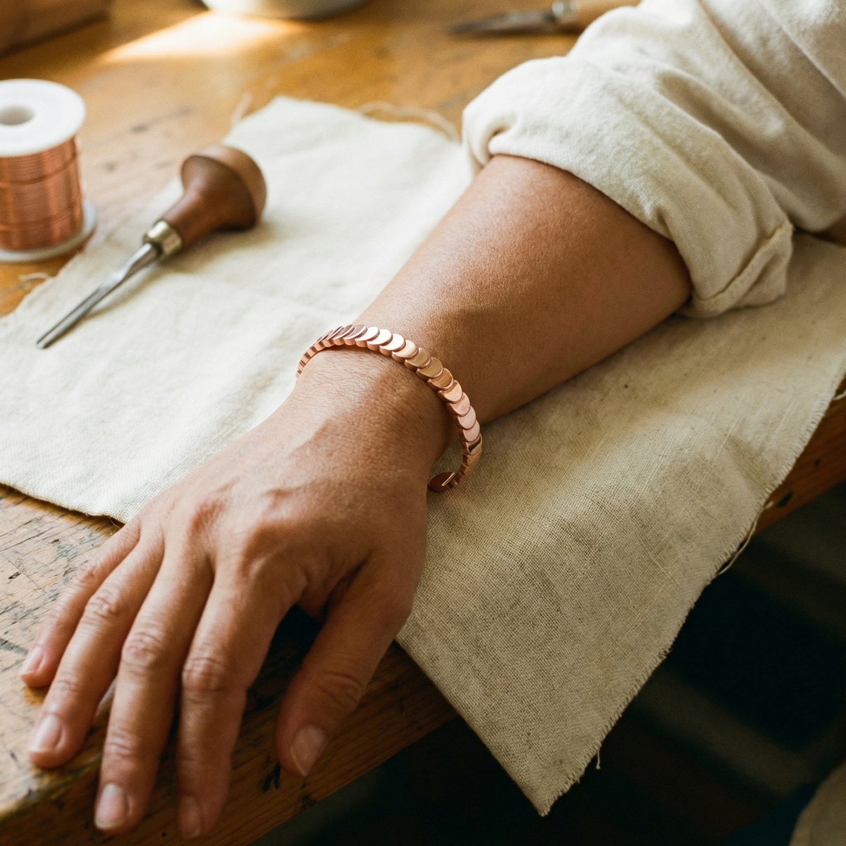 Koperen armband Getijden