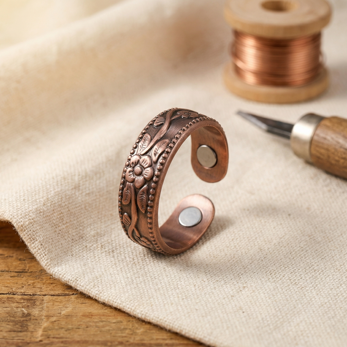 Koperen ring Bloemblad