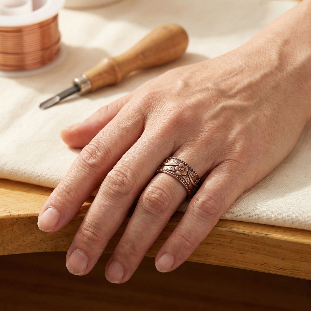 Koperen ring Bloemblad