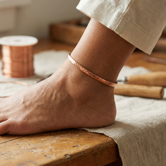 Koperen enkelbandje Zand