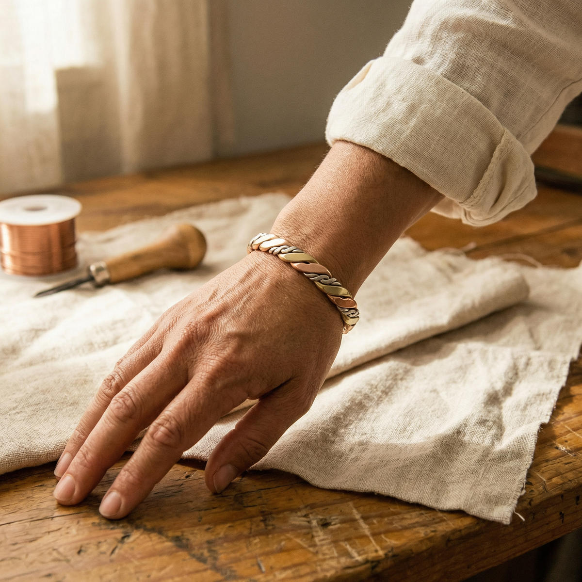 Koperen armband Steen