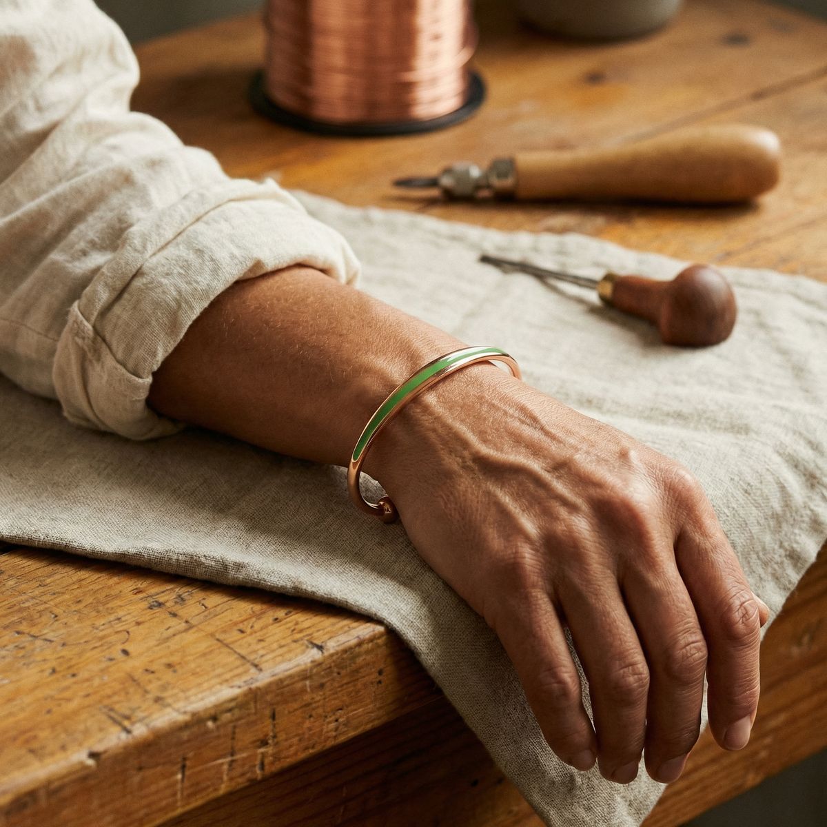Koperen armband Jade