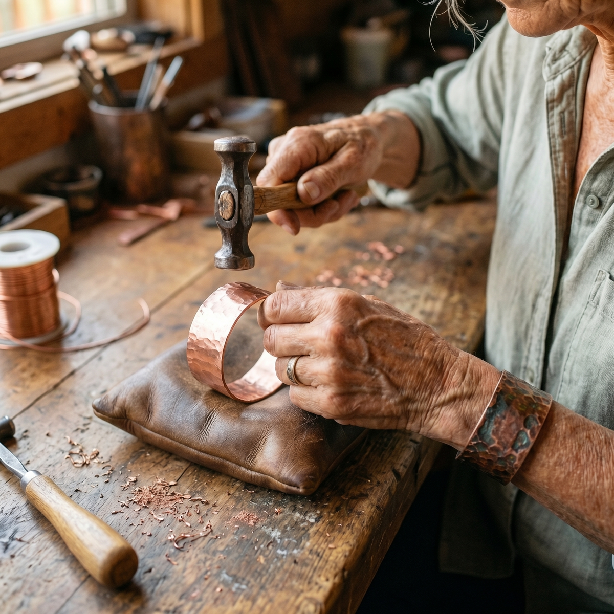 Koperen armband Aambeeld