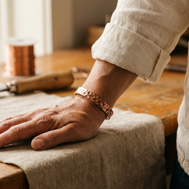 Koperen armband Groef
