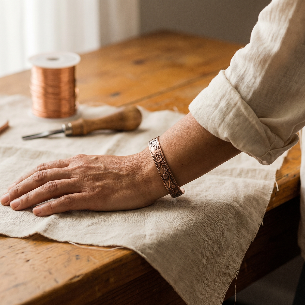 Koperen armband Klok