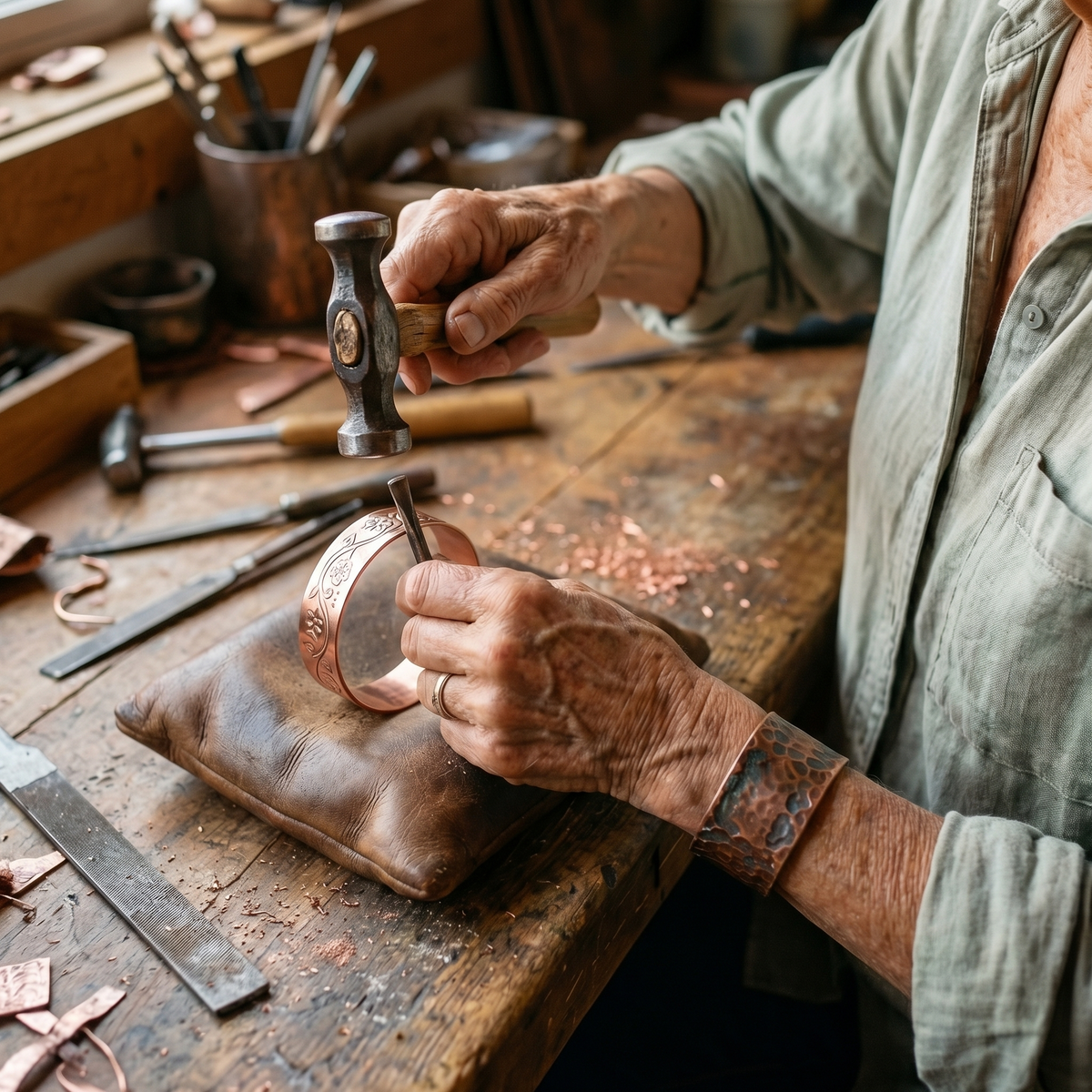 Koperen armband Klok