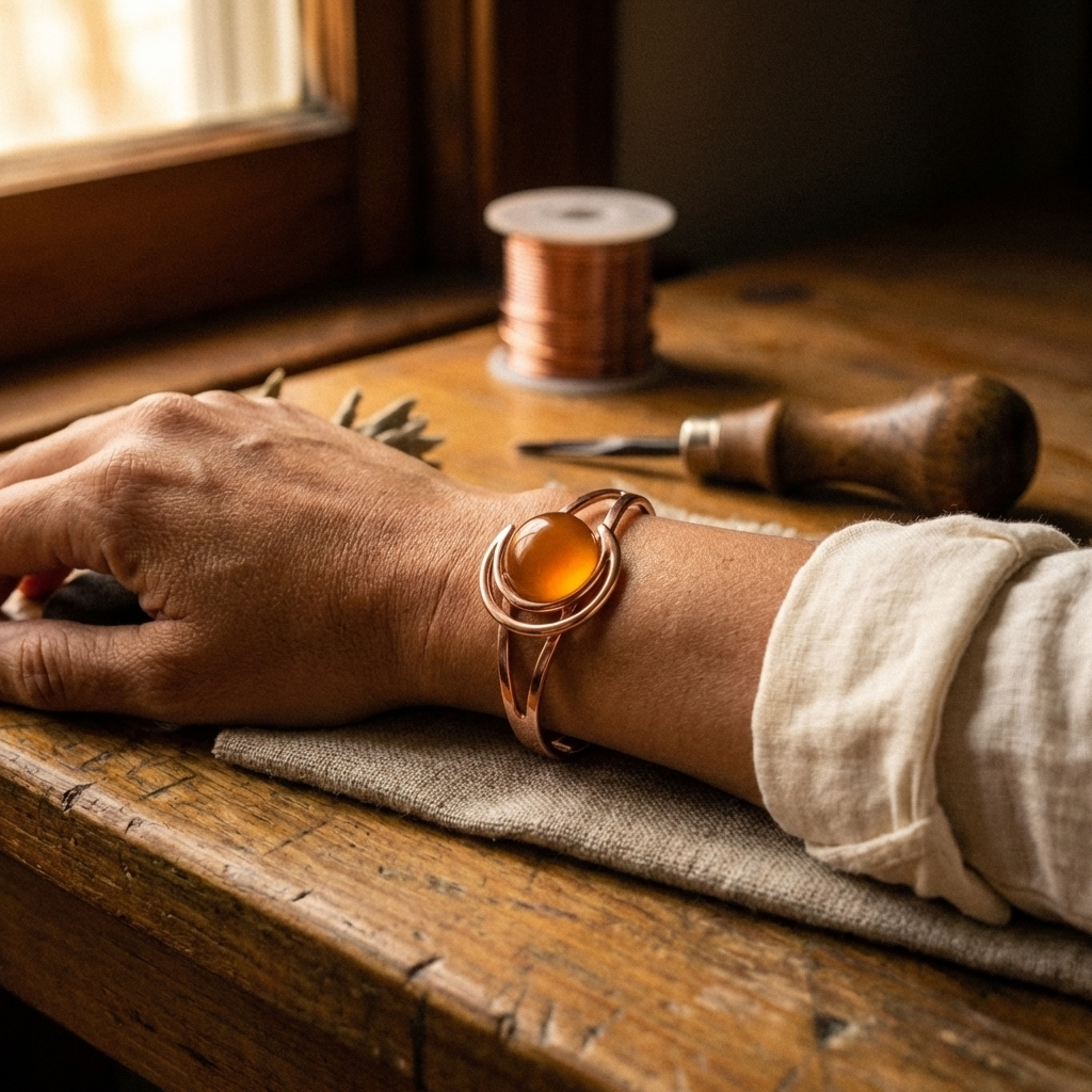 Koperen armband Oranje bol
