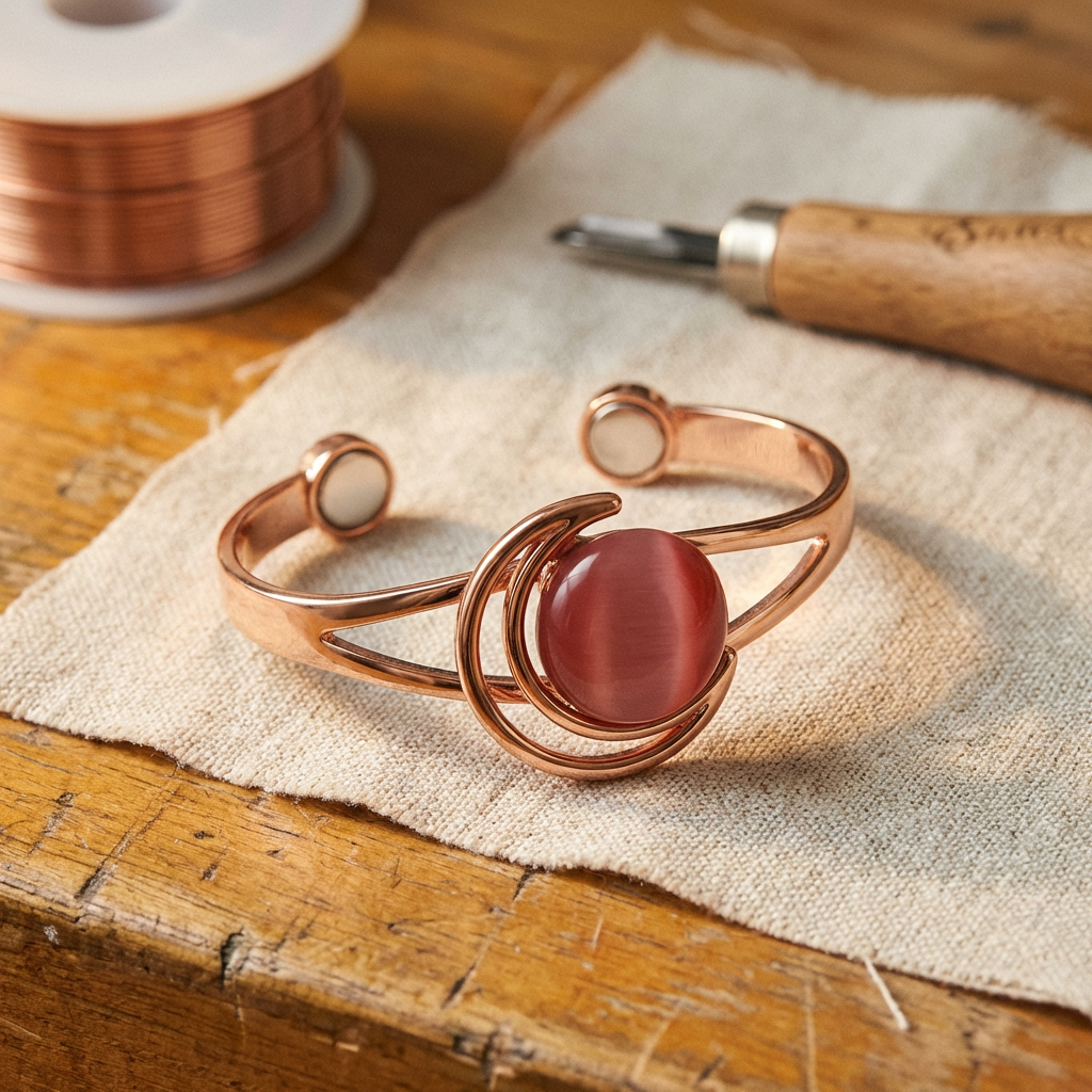 Koperen armband Roze bol