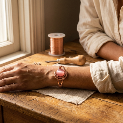 Koperen armband Roze bol