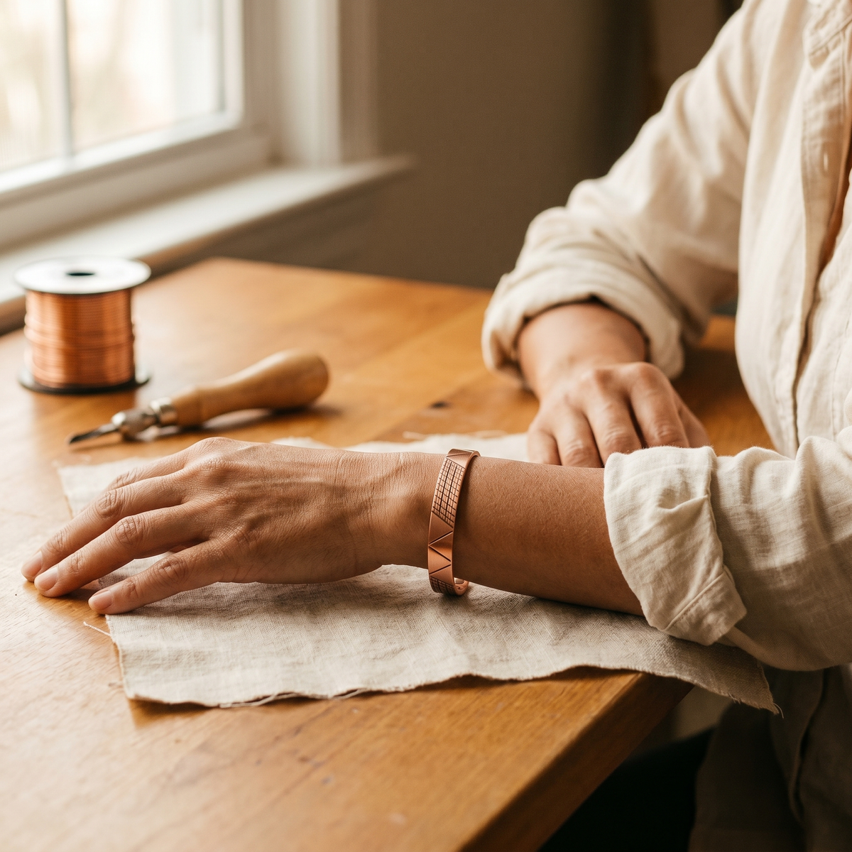 Koperen armband Kam