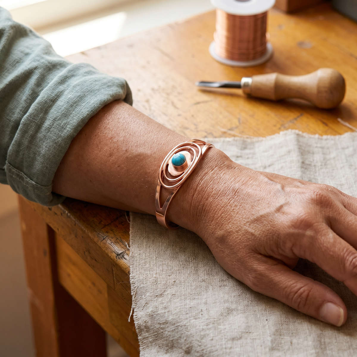 Koperen armband Riet