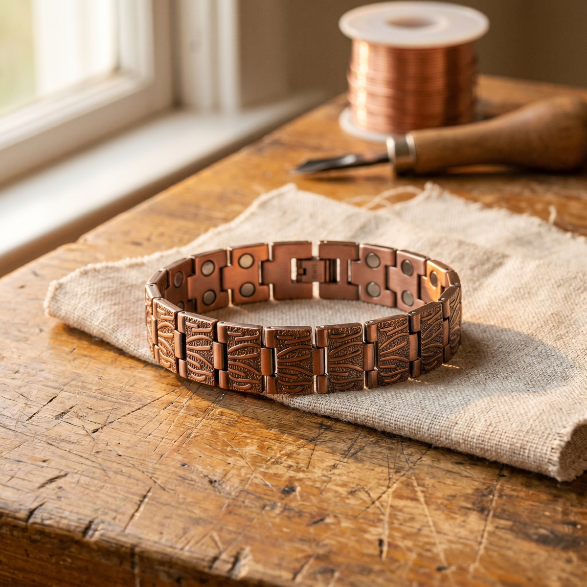 Koperen herenarmband Graniet