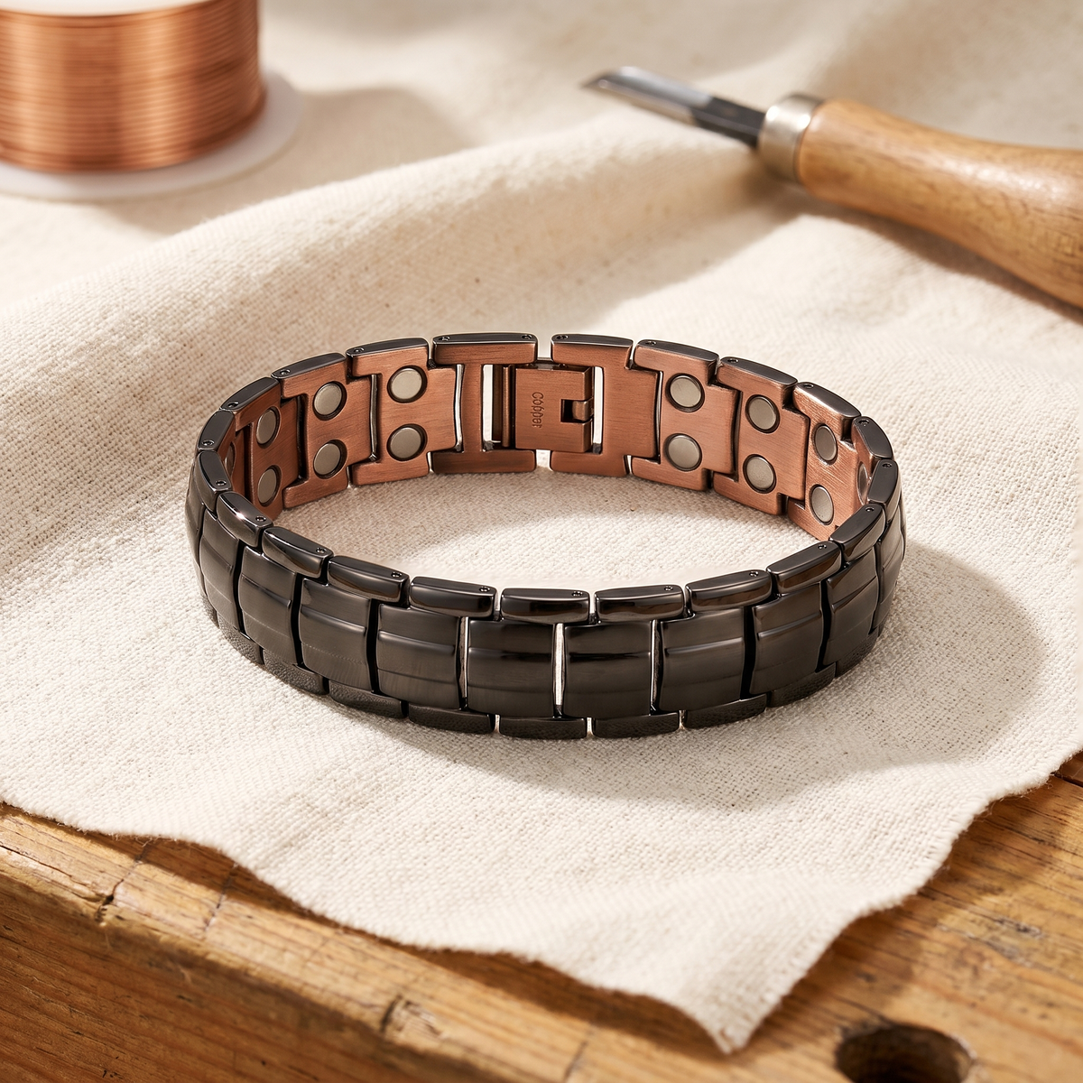 Koperen herenarmband Oker