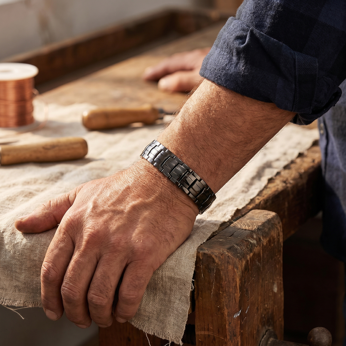 Koperen herenarmband Oker