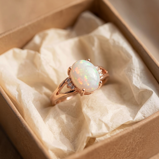 Ring met wit opaal | Roségoud